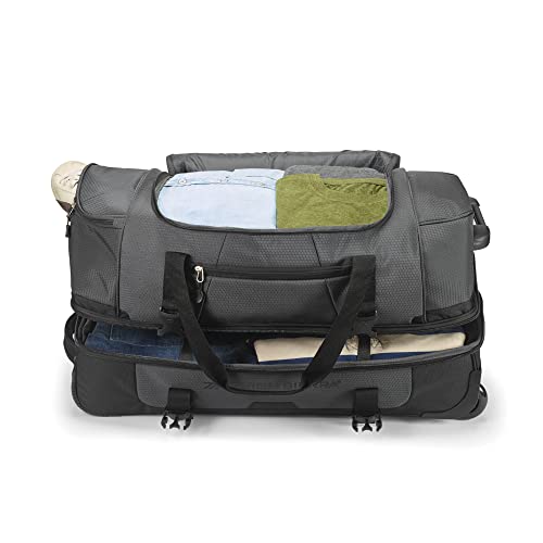 High Sierra 34” Wheeled Rolling Duffle Bag, Lightweight and Durable Weekender Travel Duffle bag with Recessed telescoping pull handle, 89L Capacity, Black