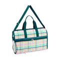 LeSportsac Mason Madras Deluxe Large Weekender Crossbody Bag, Style 4319/Color E875, Festive Tropical Hues, Modern & Fun Interpretative Plaid Design, Lively Weave Design, Chevron Background