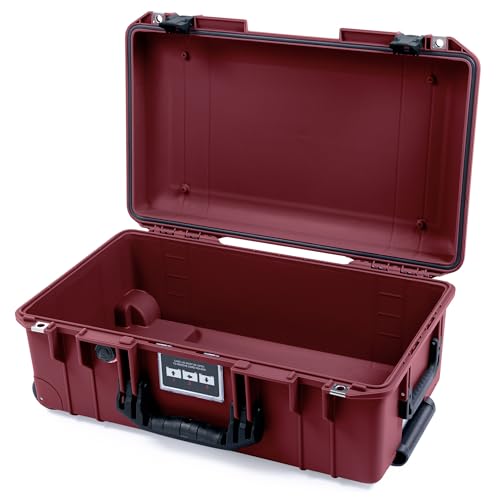 Oxblood Pelican 1535 Air case, with Black Handles & latches. Comes Empty & with Wheels.