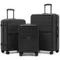 LONG VACATION Luggage Sets, PC Lightweight Suitcase with Spinner wheels, 3 Piece Luggage Set with TSA Lock, Hard shell Suitcase Set, Checked Travel Suitcase (Black, 3 Piece Set)