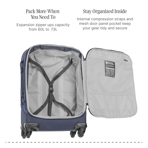 Eagle Creek Expanse 4-Wheel 21.5" International Carry-On Luggage - Four-Wheel Carry-On Luggage for Easy Travel - Lockable Zippers - Expandable Main Compartment - Telescoping Handles - Pilot Blue