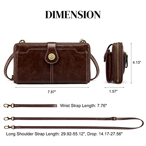 S-ZONE Vegan Leather Crossbody Bags for Women Small Cell Phone Purse RFID Blocking Clutch Purses with 2 Straps