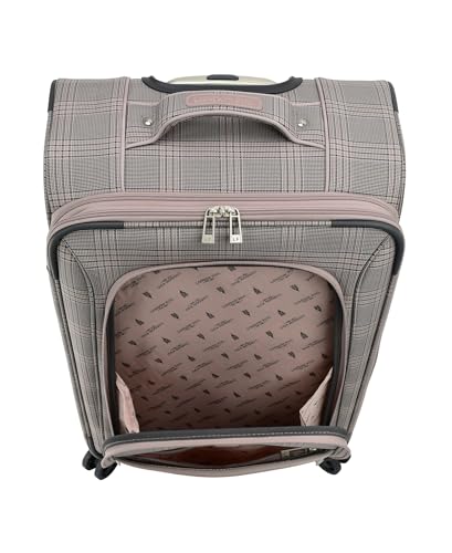 London Fog Brentwood IV 20" Expandable Spinner Carry-On Softside Suitcase, Rose Charcoal