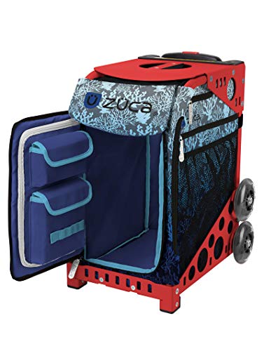 ZUCA Blue Reef Deep Sea Sport Insert Bag and Red Frame with Flashing Wheels