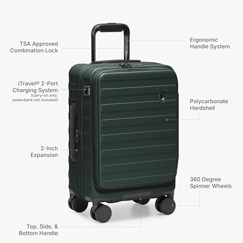 Traveler's Choice Novia Top Opening Expandable Polycarbonate Luggage with Spinner Wheels, Green, 30-Inch Large