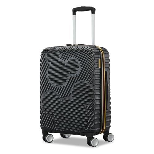 American Tourister Mickey Mouse Carry-On Luggage - Airline Approved, Durable Hardshell with RightHeight Adjustable Handle - Expands 1.5in - Roll Confidentially with Dual 360 Spinner Wheels