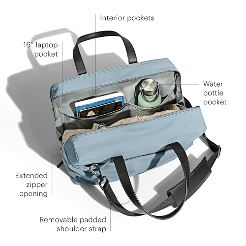 Away Amazon Exclusive The Everywhere Bag - Airline Approved Carry-On Bag with Padded Laptop Pocket, Detachable Shoulder Strap - Water-Repellent Carry-On Duffle Bag - Sky Blue