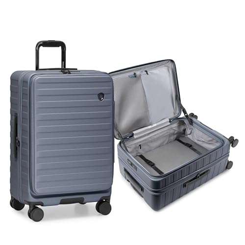 Traveler's Choice Novia Top Opening Expandable Polycarbonate Luggage with Spinner Wheels, Slate Blue, 25-Inch Medium