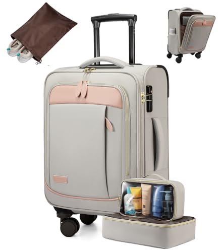 LOVEVOOK 4 Pcs Carry On Luggage 22x14x9 Airline Approved 20 Inch Underseat Carry on Suitcase for Women Men Softside Travel Luggage with Spinner Wheels and TSA Lock