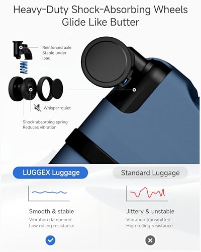 LUGGEX Top Opening Checked Luggage 26 Inch, FLA Aluminum Frame Trunk Style Luggage, Polycarbonate Hard Shell Suitcase (FX-Enhance, Blue, 80L)