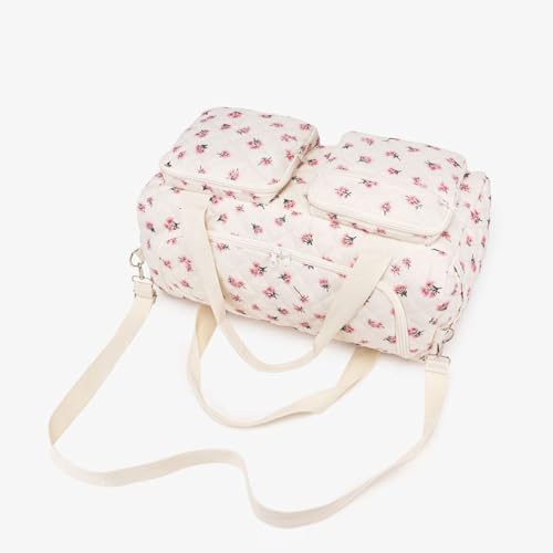 ALINUOYQ Quilted Diaper Bag Tote Cute Large Baby Bag for Mom, Hospital Bags for Labor Delivery, Weekender & Overnight Travel Duffel Bags for Women, Pañaleras para Bebe