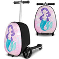 Baotree Scooter Suitcase for Kids, 2 in 1 Ride-on Luggage with Flash PU Wheels, Adjustable Handle & TPR Non-Slip Grip, Foldable & Lightweight, Ages 5-12