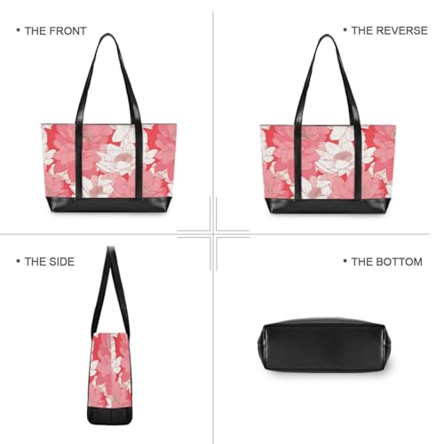 Peach Water Lily Flower Bloom professional women's briefcase with zipper work purses for university with university bolsas para computadoras de mujer
