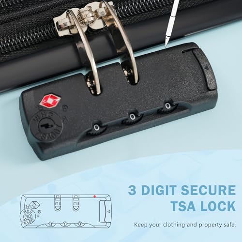 Merax Luggage Sets 3 Piece, Hardside Carry On Suitcase with Front Open,USB Port&Spinner Wheels, Lightweight Durable Luggage for Travel | TSA Lock, Expandable Suitcase Set for Men and Women,Light Blue