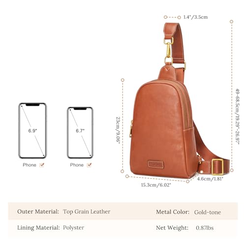 S-ZONE Leather Crossbody Bags for Women Sling Bag RFID Anti Theft Shoulder Purse Fanny Pack