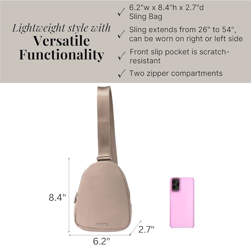 Baggallini Double Zip Mini Sling, Moonrock