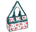 LeSportsac Painterly Floral Deluxe Medium Weekender Crossbody Bag, Style 4318/Color H114, Dreamy Stylized Flower Blooms in Harmonious Shades of Raspberry, Peach & Lilac, Modern Classic Floral
