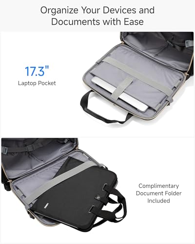 LUGGEX Rolling Laptop Bag with Wheels, 17.3" Soft Sided Laptop Rolling Briefcase with 4 Spinner Wheels - Lightweight Carry On for Business Travel Overnight (UDS-Core, Black, 18 Inch)