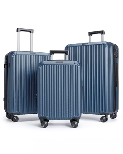 LIGHT FLIGHT Luggage Sets, Durable Hard Shell 3 Piece Set Suitcase with Spinner Wheels, Hardside Lightweight Luggage set with TSA Lock, Large Travel Luggage Set (20" 24" 28"), Royal Blue