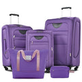 Merax Softside Luggage Set 3 Piece Suitcase with Duffel Bag Spinner Wheels Lightweight Expandable Travel Luggage 22" 26" 30",Purple
