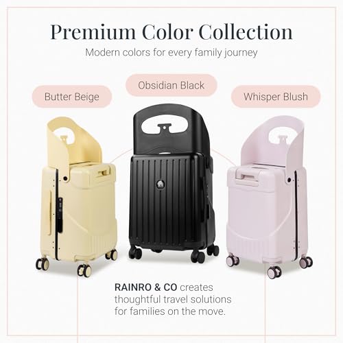 RAINRO & CO Butter Beige 20" Ride-On Suitcase for Kids (Ages 3–5), Carry-On Luggage with Seat, Spinner Wheels, TSA Lock & Lightweight Durable Hardshell