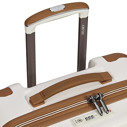 DELSEY PARIS Chatelet Air 2.0 Checked Suitcase 24 Inch Medium, Hardside Polycarbonate Luggage, Dual-Density Spinner Wheels, TSA Lock, Angora