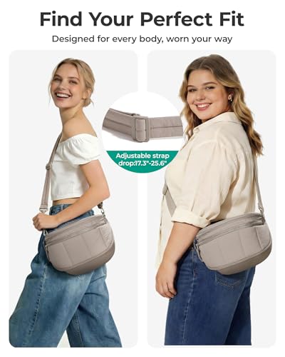 BAGSMART Crossbody Bags for Women Travel Purse, Puffer Bum Bag Handbag Wallets, Crossbody Fanny Packs for Travel & Work, Black