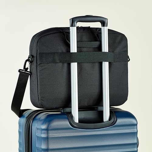 Amazon Basics 15.6 in Laptop Bag with Shoulder Strap and Handle, Large Capacity, Spacious Compartments, Black