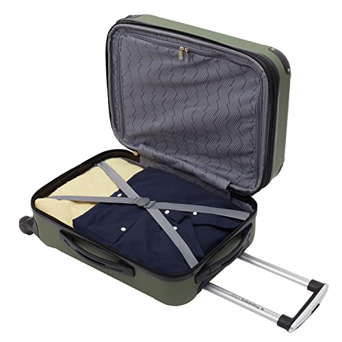 Travelers Club Chicago Hardside Expandable Spinner Luggage, Thyme Green, 22" Carry-On