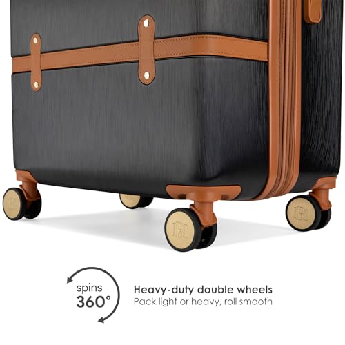 Badgley Mischka Grace 3 Piece Polycarbonate-ABS Expandable Retro Luggage Set (Black)