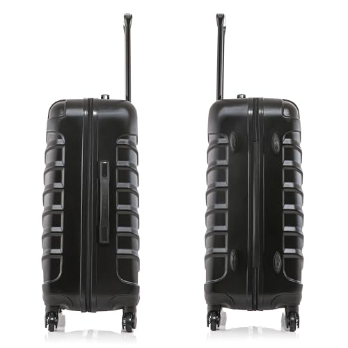 InUSA ENDURANCE Luggage with Spinner Wheels | Durable Lightweight Hardside Suitcase, Spacious Travel Bag with Handle and Trolley | 24-Inch Medium Checked Luggage | Black