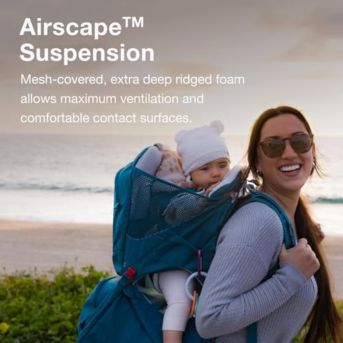 Osprey Poco SLT Lightweight Child Carrier Backpack – Slimmed-Down Hiking Carrier for Toddlers with Safety Harness, Sunshade, and Ventilated Backpanel – Lightweight Travel-Friendly Option, Deep Peyto