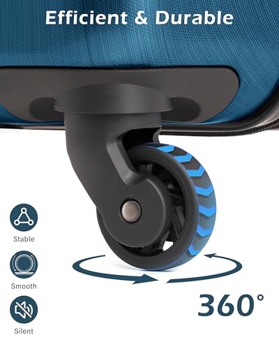 Coolife Expandable Large Checked Luggage Hardside PC+ABS Suitcase with TSA Lock, Lightweight Rolling Carry On with Spinner Wheels(Caribbean Blue, 28in)