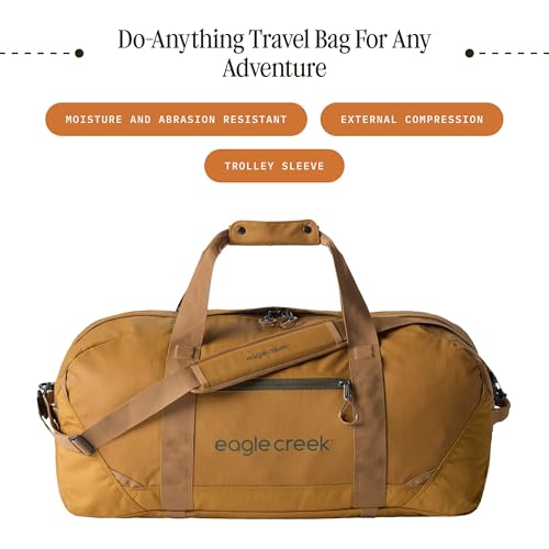 Eagle Creek No Matter What Duffel Bag - Eco Friendly Duffel for Sustainable Travel - Adjustable Shoulder Strap - Multiple Carry Options - Easy to Store - Safari Brown - 60L