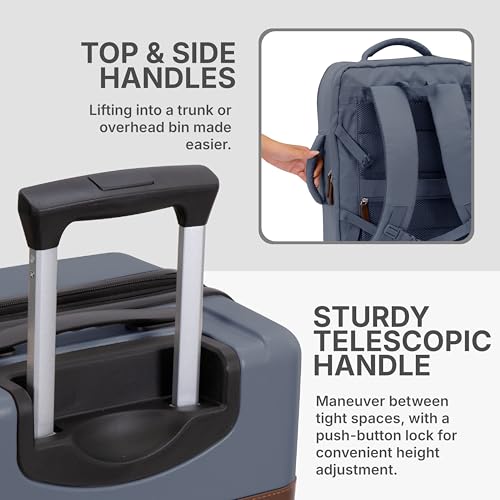U.S. Traveler Vista Way 3-Piece Travel Set, 21-Inch Carry-on Hardside with TSA Lock, 18-Inch Travel Backpack with Laptop Sleeve, Toiletry Bag, Navy