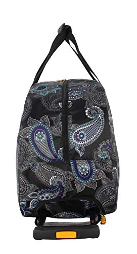 LUCAS Designer Carry On Luggage Collection - Lightweight Pattern 22 Inch Duffel Bag- Weekender Overnight Business Travel Suitcase with 2- Rolling Wheels (Paisley Peacock)
