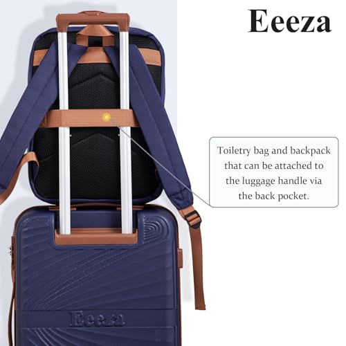 Eeeza Carry On Luggage Set 22x14x9 Airline Approved Luggage Sets 3 Piece,Suitcases with Wheels,ABS Hard Case Luggage with TSA Lock Spinner Wheels(20 Inch,BP/TB)
