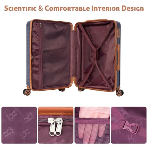 KUNEL Luggage Sets 5 Piece Suitcases with Wheels,ABS Hard Case Suitcases with Spinner Wheels, TSA Lock, Durable Travel Luggage