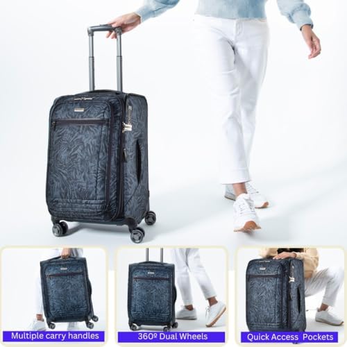 Ricardo Beverly Hills Avalon Softside Carry-On Luggage Made with Sustainable 100% Recycled PET (rPET), Lightweight, Eco-Friendly Travel, Expandable, Dual Spinner Wheels, Serengeti Night, 20-inch