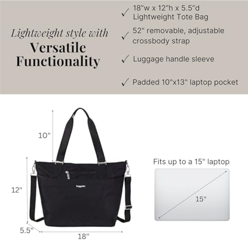 Avenue Tote - 12x18" Laptop Tote Bag for Women - Lightweight Work Travel Carry On