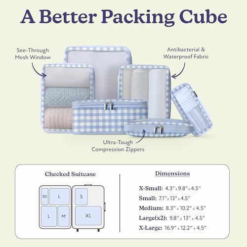 Vandel Space-Saving Compression Packing Cubes for Women, Men, 6-Pack Compressible Carry On Suit Case Organizer Luggage Packing Cubes for Travel Compression Organizer Bags for Luggage, Suitcase Cube