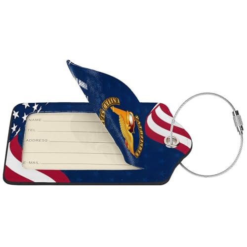 Pathfinder 2 Pcs Leather Baggage Bag Luggage Tags with Stainless Steel Loop and Travel Bag Cover