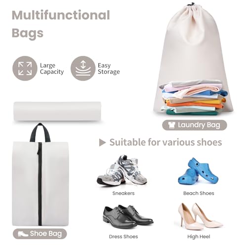 Prezon Mesh Packing Cubes for Travel, Durable Luggage Organizer with Sturdy Material and Double Zippers, Comprehensive Set for Travel Accessories Storage, 10 set, cream