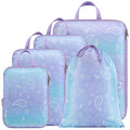 Cambond Compression Packing Cubes Travel - 5 Set Packing Cubes for Carry on Suitcases, Lightweight Expandable Luggage Organizers Space Saver Compression Cubes with Laundry Bag, Blue Purple Gradient