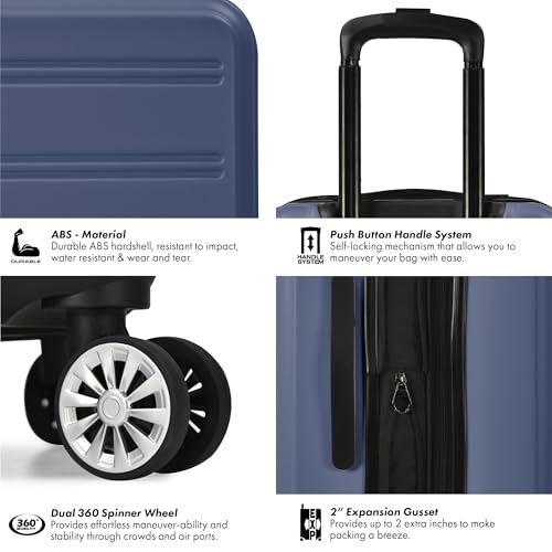 Travel Select Snowcreek Hardside Expandable Spinner Luggage Set w/USB Port, Navy, 2-Piece