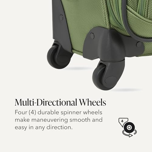 SWISSGEAR Sion Softside Expandable Spinner Luggage Durable Lightweight Travel Suitcase, Evergreen, Checked-Medium