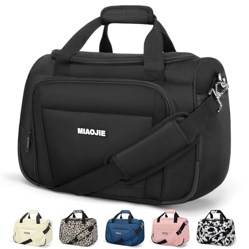 Underseat Carry On Luggage Lightweight Travel Tote Weekender Bag Overnight Duffle Bag for Travel, Travel Essentials Personal Item Travel Bag for Women and Men,Black-16Inch