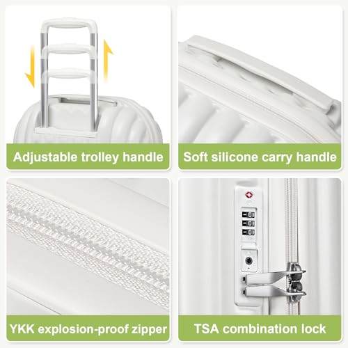 Joyway Carry on Luggage Airline Approved with Spinner Wheels, Hardside 20 Inch Carry-on Suitcases with TSA Lock(2 piece, White)