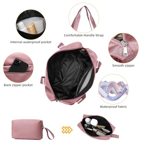 LARVENDER Luggage Sets 3 Piece with Duffel Bag Hardside PP Carry On Suitcase with 360° Spinner Wheels TSA Lock Luggage Sets for Women, Pink