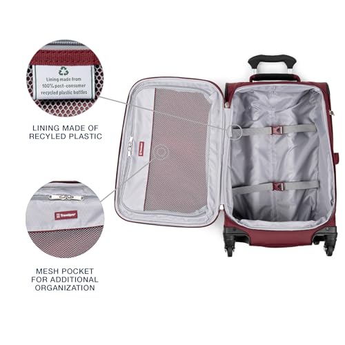 Travelpro Maxlite 5 Softside Expandable Luggage with 4 Spinner Wheels, Lightweight Suitcase, Men and Women, Burgundy, Carry-on 21-Inch
